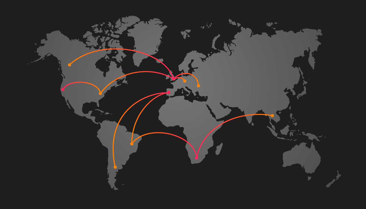 Map of where Fortis has team members.